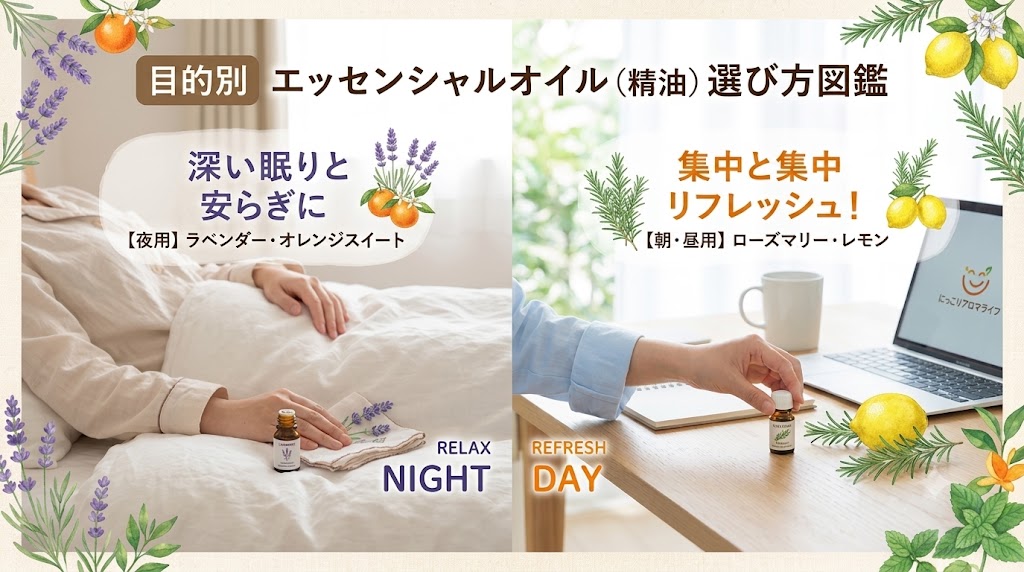 認知症アロマケア寝る前・夜ブレンドと昼用ブレンド