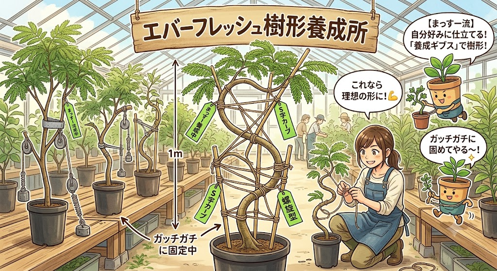 エバーフレッシュの樹形整え方・曲げ方